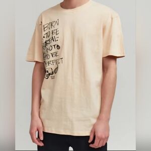 Reason Brand Born To Be Real Not To Be Perfect Khaki Graphic Tee XL NWT BA-2804